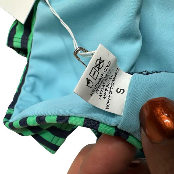 XIRENA Green Blue Striped Two Piece Bikini Swimsuit Women's Size S/M NWT - Picture 11 of 11